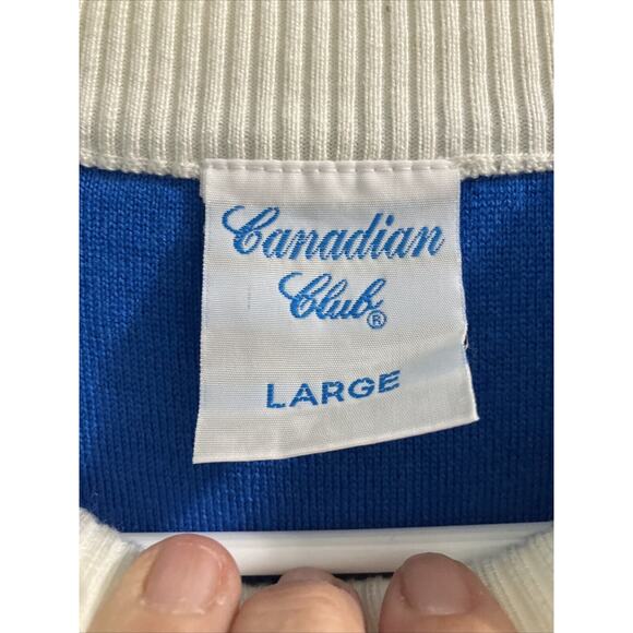 Canadian Club sweater jumper mens Large blue white whisky turtleneck pullover - Picture 3 of 8